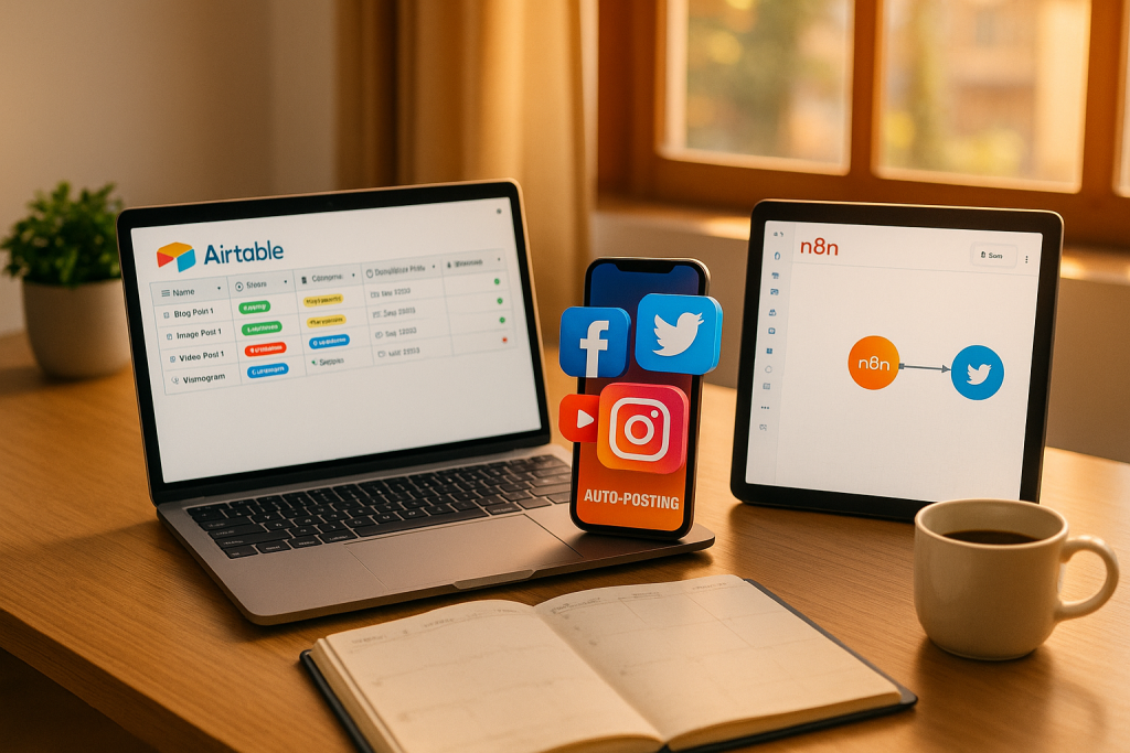 N8N and Airtable integration for social media automation workflow
